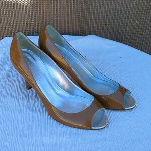 J‎.Crew Leather peep toe shoes, Size 8. Made In Italy